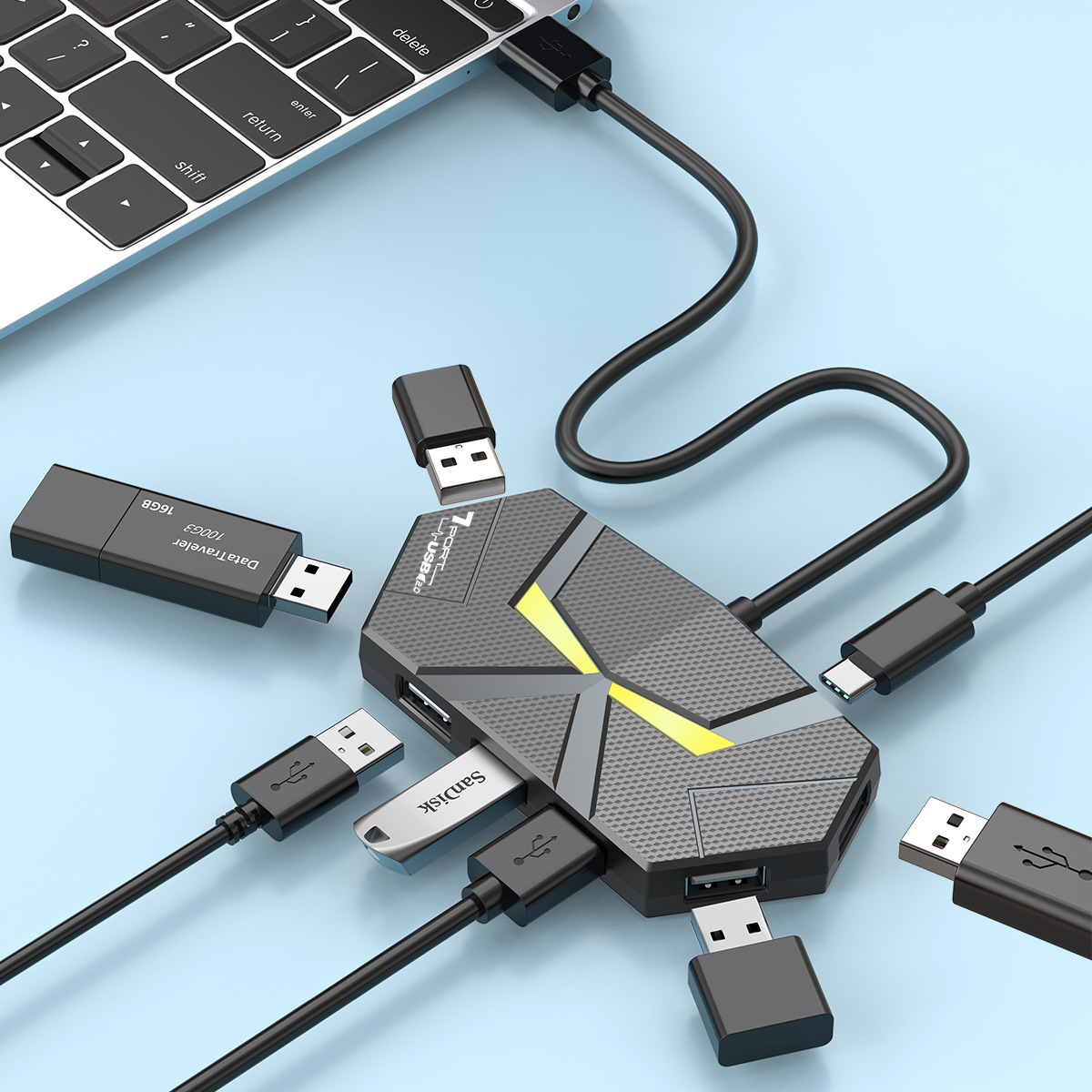 0.6 CM/1.2 M HUB 7-poorts Comp - Usb Hub Gaming recensie en prijs